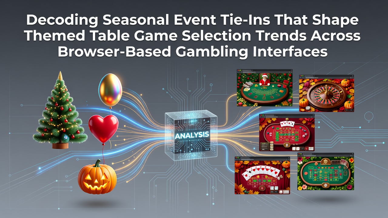 Browser-based gambling interface displaying seasonal themed table games with holiday motifs and player selection panels