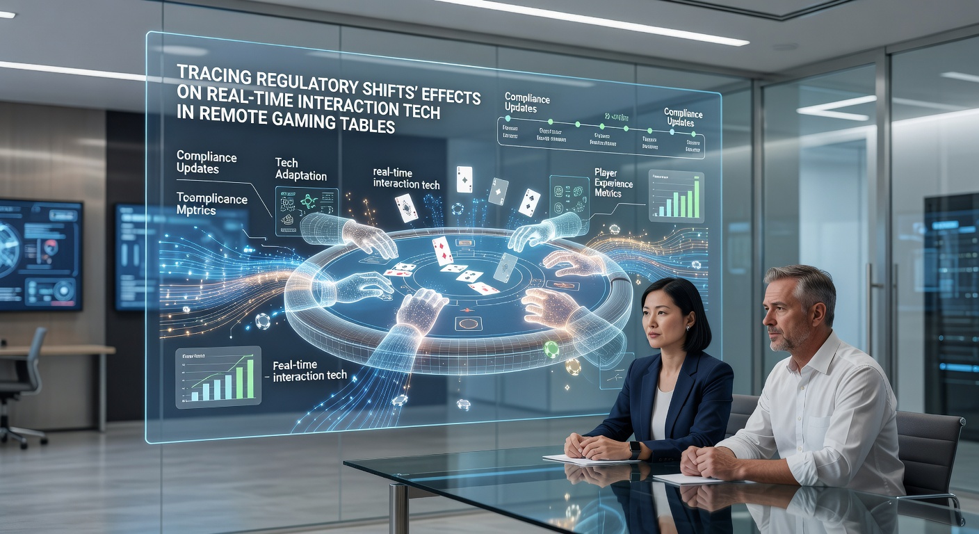 Regulatory documents and digital interfaces showing real-time gaming table connections